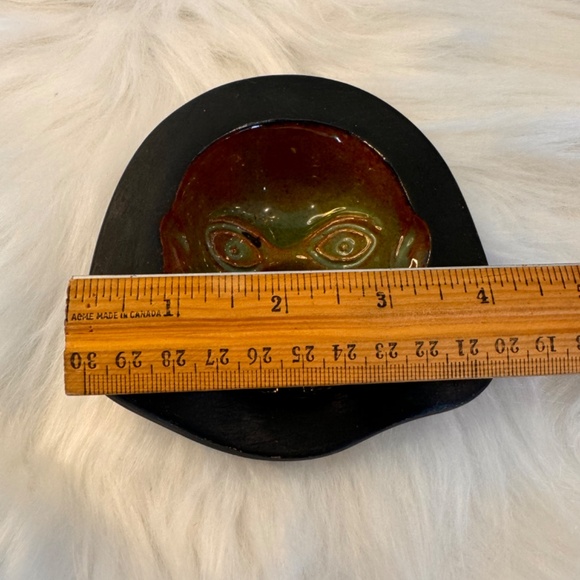 Texcoco signed Green Glazed Ehecatl Quetzalcoatl Aztec God small dish. EUC. - Picture 4 of 8